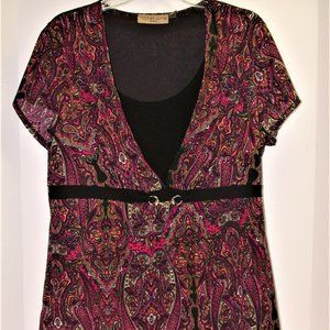 Notations Woman's Top ~ Black Multi ~ Size 1X ~ Made in USA